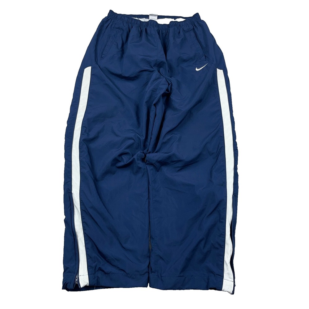 Vintage Nike Pants Men XL Navy Blue Track Suit Windbreakers Joggers Y2K Baggy B6